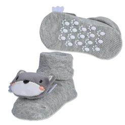 Baby Moo Husky Cotton Anti-Skid 3D Socks - Grey