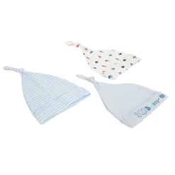 Baby Moo I Love Daddy Knotted Infants Ultra Soft 100% Cotton All Season Pack of 3 Caps - Blue