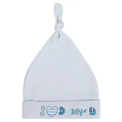 Baby Moo I Love Daddy Knotted Infants Ultra Soft 100% Cotton All Season Pack of 3 Caps - Blue