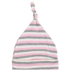 Baby Moo I Love Mommy Daddy Knotted Infants Ultra Soft 100% Cotton All Season Pack of 3 Caps - Pink