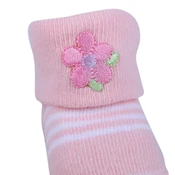 Baby Moo I Love Mommy Floral Newborn Breathable Infant Cotton Socks - Pink