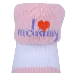 Baby Moo I Love Mommy Floral Newborn Breathable Infant Cotton Socks - Pink