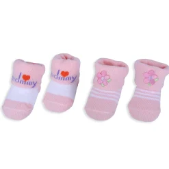 Baby Moo I Love Mommy Floral Newborn Breathable Infant Cotton Socks - Pink