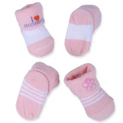 Baby Moo I Love Mommy Floral Newborn Breathable Infant Cotton Socks - Pink