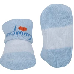 Baby Moo I Love Mommy Printed Elegent Socks Booties Pack of 2 - Blue