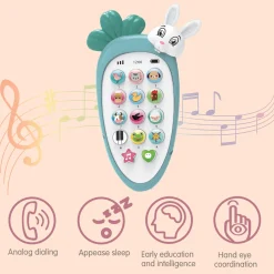 Baby Moo intelligent Bunny Interactive Musical Mobile Phone Toy For Kids With 20 Built-in Songs, Animal Sounds & Chat Button - Blue