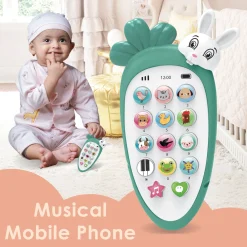Baby Moo intelligent Bunny Interactive Musical Mobile Phone Toy For Kids With 20 Built-in Songs, Animal Sounds & Chat Button - Light Green