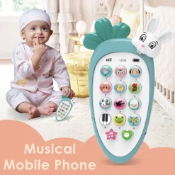 Baby Moo intelligent Bunny Interactive Musical Mobile Phone Toy For Kids With 20 Built-in Songs, Animal Sounds & Chat Button - Blue