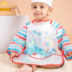 Baby Moo It's Meal Time Long Sleeves Waterproof Wear Me Bib - Blue
