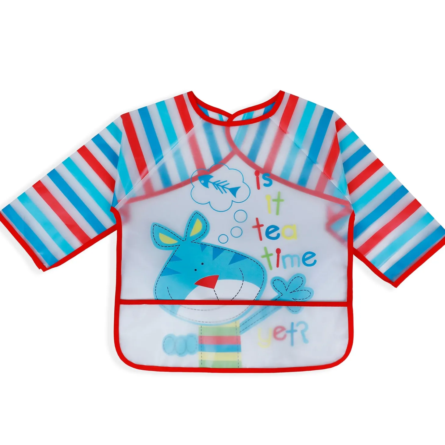 Baby Moo It's Meal Time Long Sleeves Waterproof Wear Me Bib - Blue