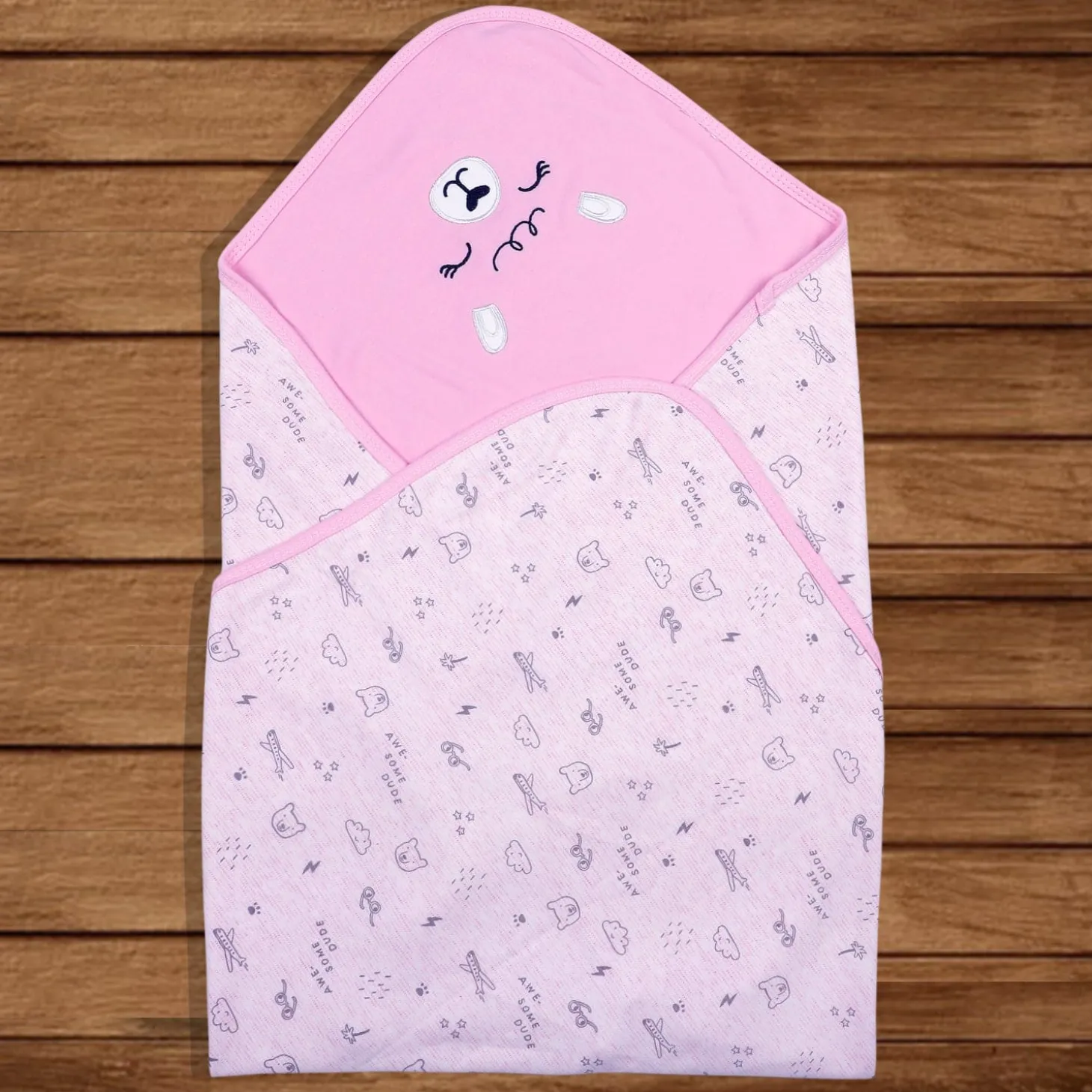 Baby Moo Jet Set Doggo Soft Reversible Wrapper - Pink