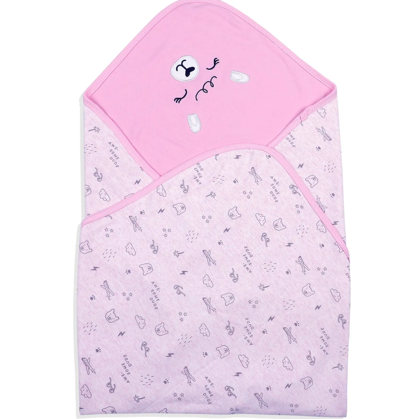 Baby Moo Jet Set Doggo Soft Reversible Wrapper - Pink
