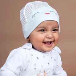 Baby Moo Jolly Kitty All Season Stretchable Hosiery Warm 3D Beanie Cap - Blue
