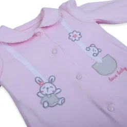 Baby Moo Jumping Bunny Embroidered Long Sleeve 2pcs Casual Baby Suit - Pink