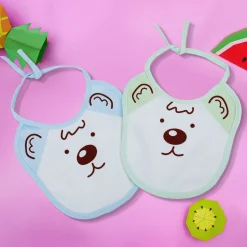 Baby Moo Junior Teddy Pack Of 2 Adjustable Tie Knot Cotton Bibs - Green