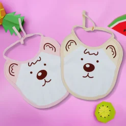 Baby Moo Junior Teddy Pack Of 2 Adjustable Tie Knot Cotton Bibs - Pink