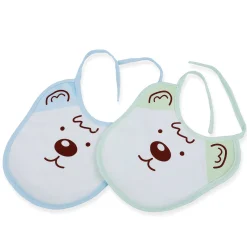 Baby Moo Junior Teddy Pack Of 2 Adjustable Tie Knot Cotton Bibs - Green