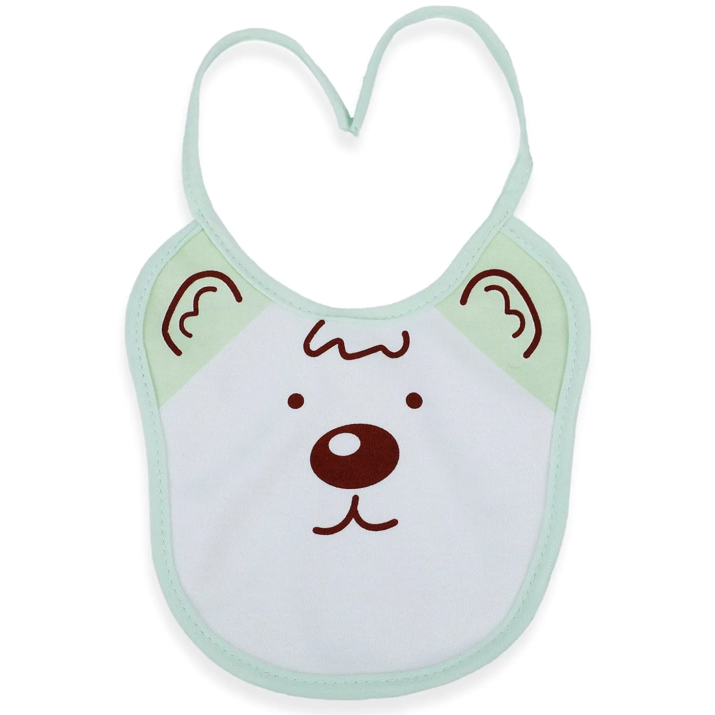 Baby Moo Junior Teddy Pack Of 2 Adjustable Tie Knot Cotton Bibs - Green