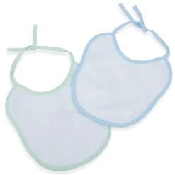 Baby Moo Junior Teddy Pack Of 2 Adjustable Tie Knot Cotton Bibs - Green