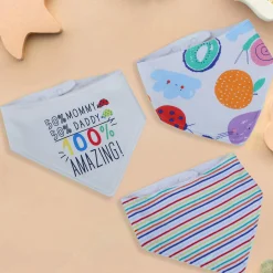 Baby Moo Just Like Mommy Daddy Cotton 3 Pack Bandana Bibs - Multicolour