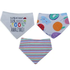 Baby Moo Just Like Mommy Daddy Cotton 3 Pack Bandana Bibs - Multicolour