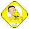 Baby Moo Kids On Board Car Safety Sign With Vacuum Suction Cup Clip - Yellow
