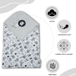 Baby Moo King Lion Soft Reversible Wrapper - Grey