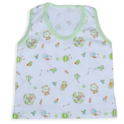 Baby Moo Kite Flying Bear Pure Cotton Sleeveless Vest With Matching Bottom 2pcs Set - Green