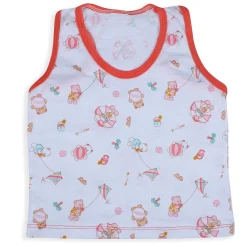 Baby Moo Kite Flying Bear Pure Cotton Sleeveless Vest With Matching Bottom 2pcs Set - Red