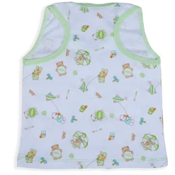 Baby Moo Kite Flying Bear Pure Cotton Sleeveless Vest With Matching Bottom 2pcs Set - Green
