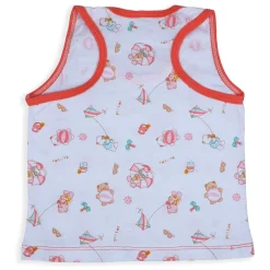 Baby Moo Kite Flying Bear Pure Cotton Sleeveless Vest With Matching Bottom 2pcs Set - Red