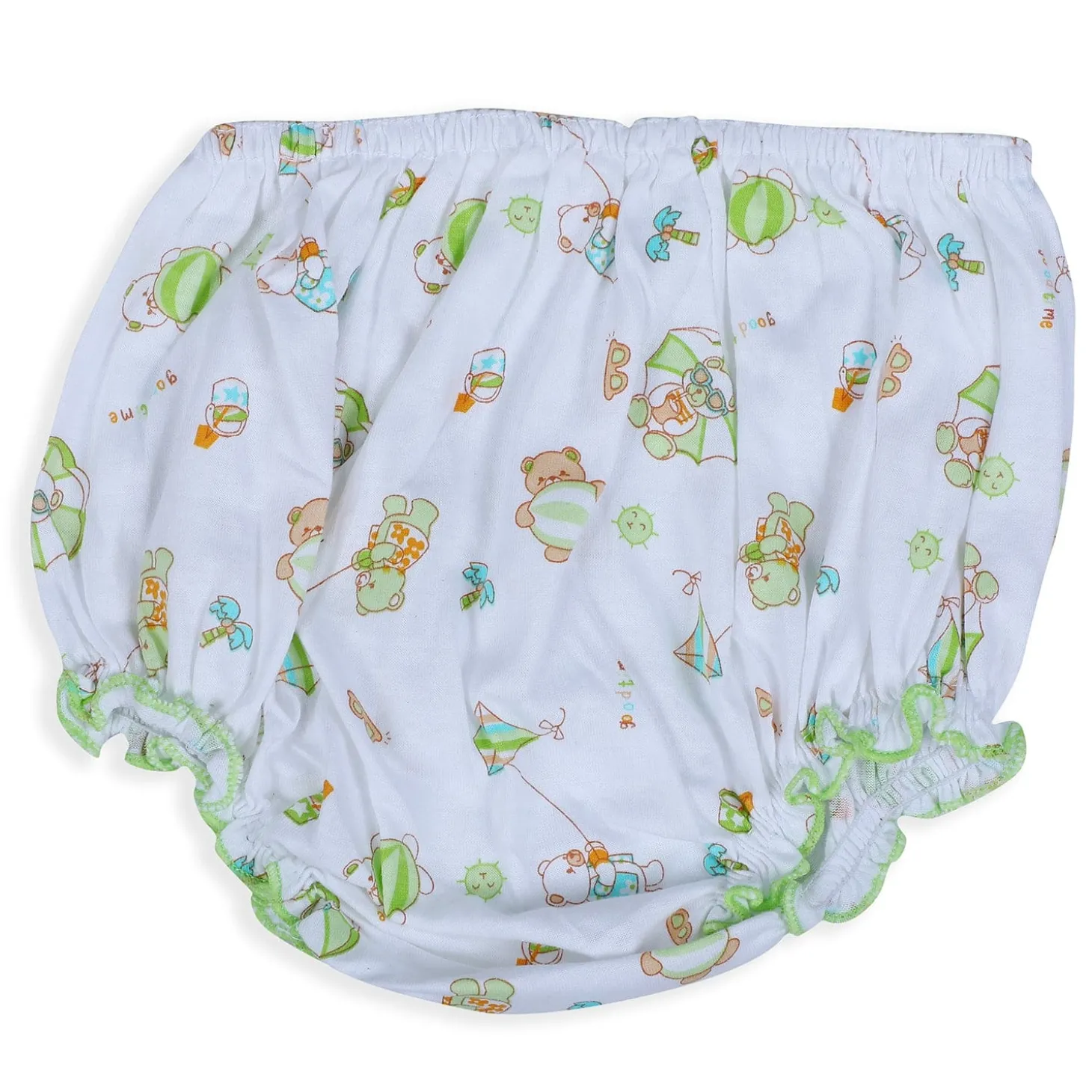 Baby Moo Kite Flying Bear Pure Cotton Sleeveless Vest With Matching Bottom 2pcs Set - Green