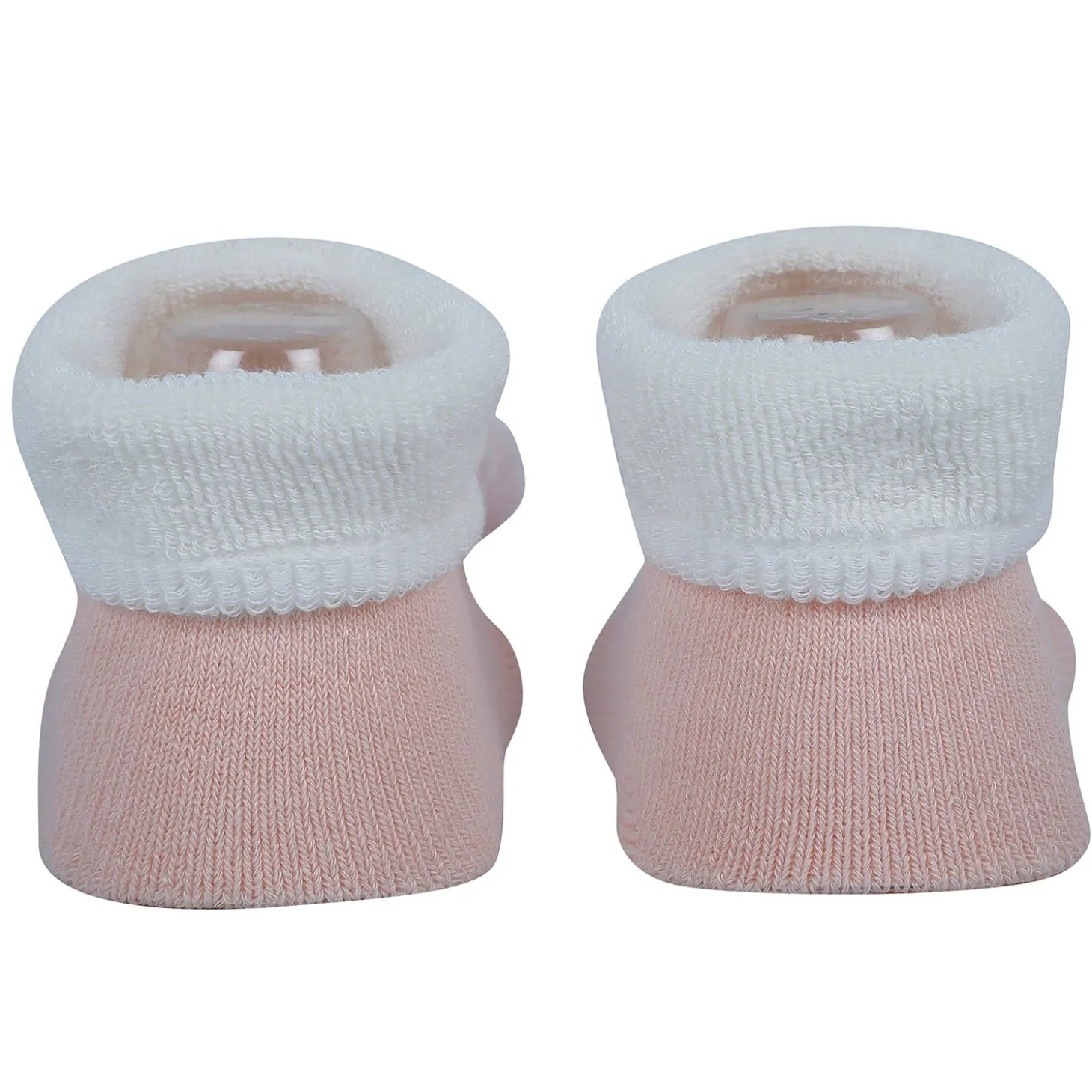 Baby Moo Kitty And Cow 3D Rattle Anti-Skid Socks Booties Pack of 2 - Peach, Green