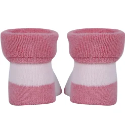Baby Moo Kitty And Rabbit 3D Rattle Anti-Skid Socks Booties Pack of 2 - Pink, Orange