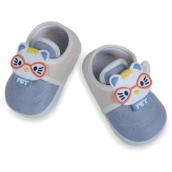 Baby Moo Kitty Love Soft Sole Anti-Slip Booties - Blue