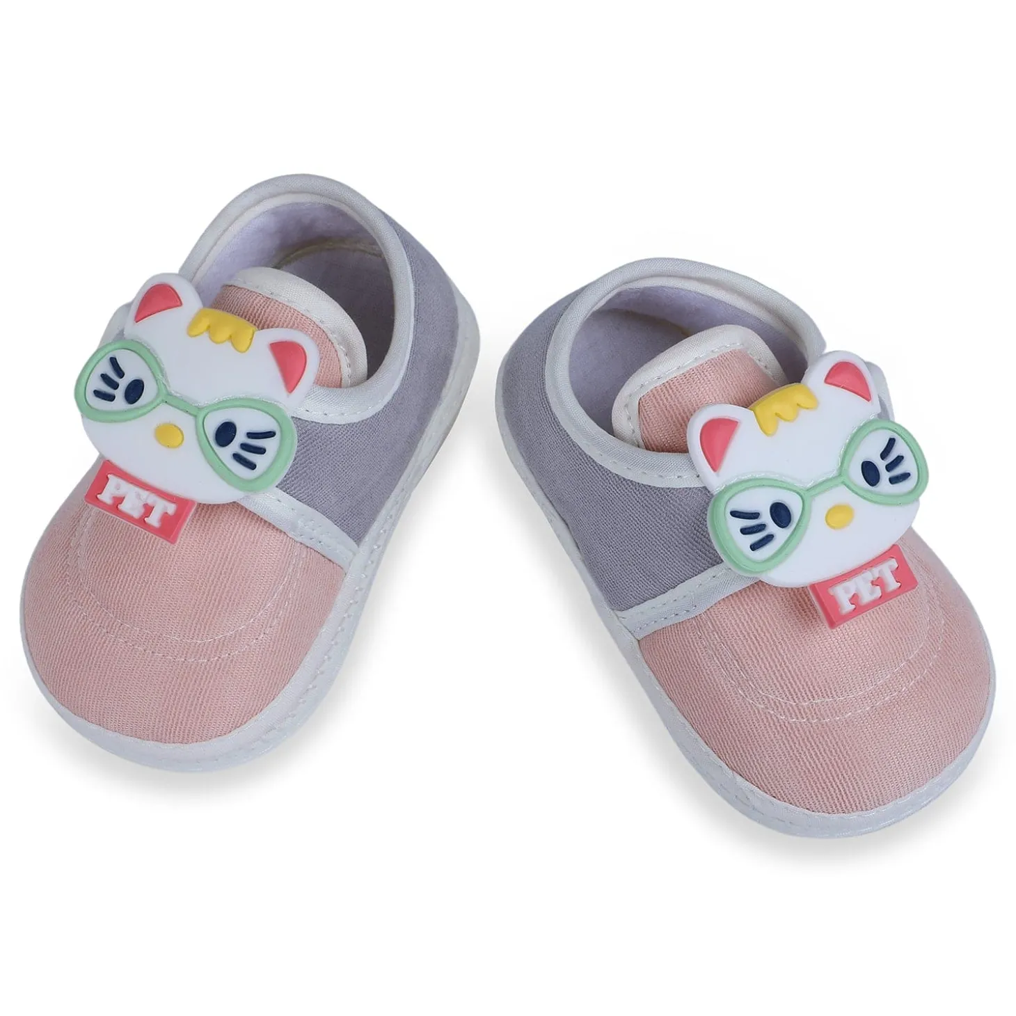 Baby Moo Kitty Love Soft Sole Anti-Slip Booties - Pink