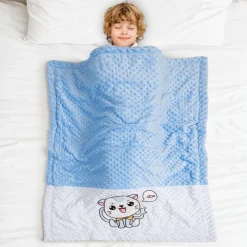 Baby Moo Kitty Plush Cotton All Season Nursery Blanket - Blue