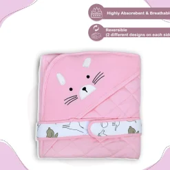 Baby Moo Kitty Warm Hooded Quilted Wrapper - Pink