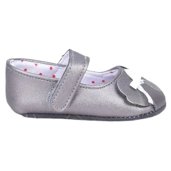 Baby Moo Koala Bow Applique Velcro Strap Anti-Skid Ballerina Booties - Grey