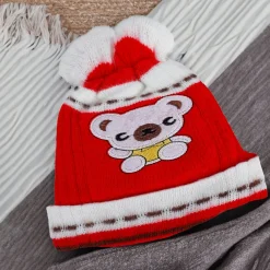 Baby Moo Koala Breathable Beanie Warm Knitted Woollen Cap - Red