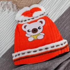 Baby Moo Koala Breathable Beanie Warm Knitted Woollen Cap - Orange