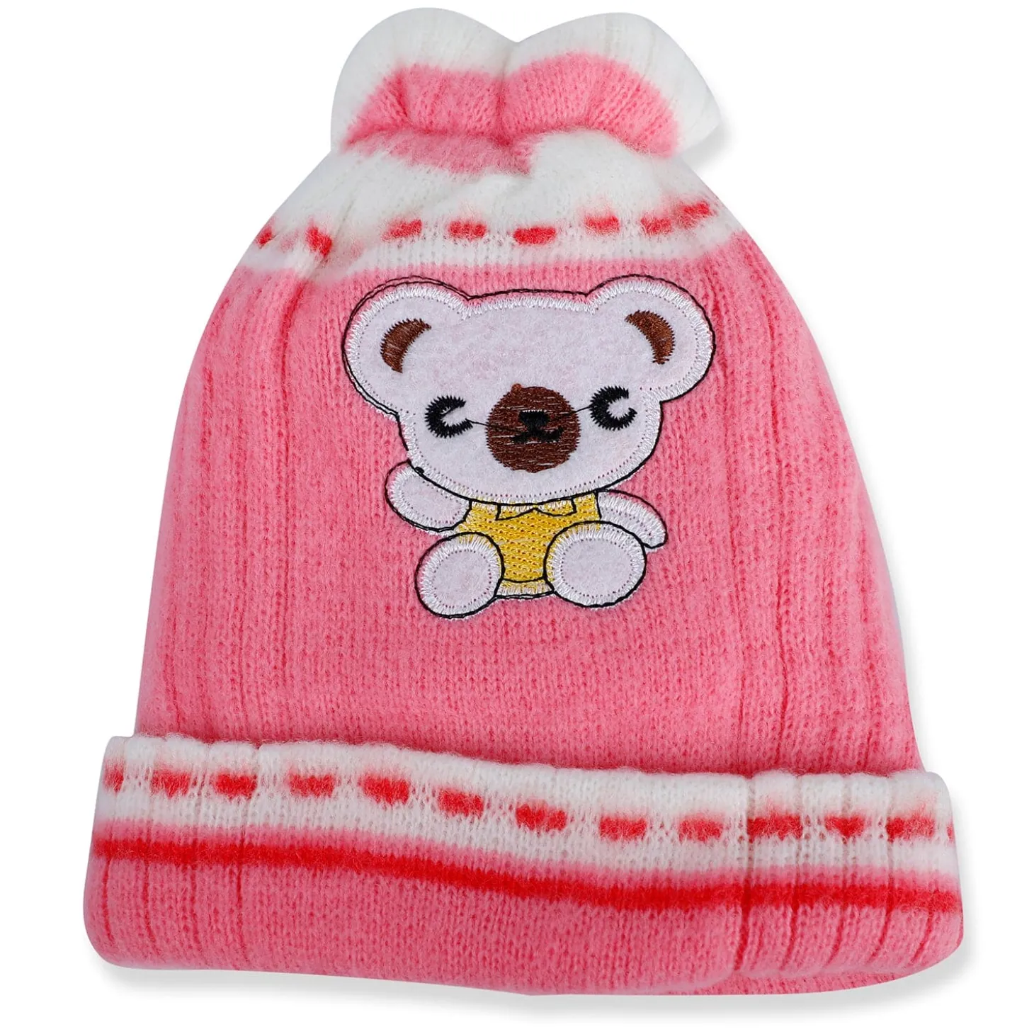 Baby Moo Koala Breathable Beanie Warm Knitted Woollen Cap - Pink