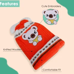 Baby Moo Koala Breathable Beanie Warm Knitted Woollen Cap - Orange