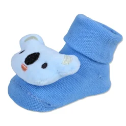 Baby Moo Koala Cotton Anti-Skid 3D Socks - Blue