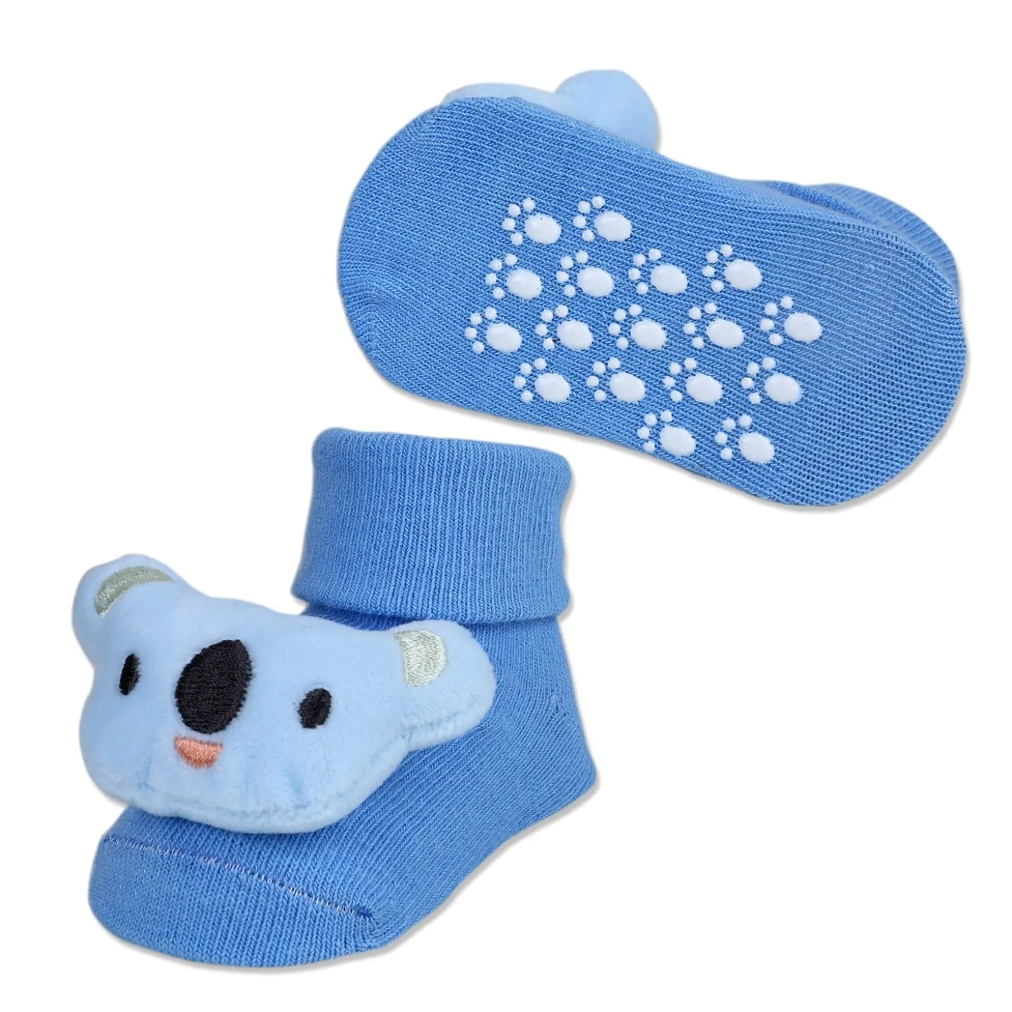 Baby Moo Koala Cotton Anti-Skid 3D Socks - Blue