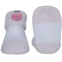 Baby Moo Lady Bug Stripes Soft Socks Booties Pack of 2 - Pink, White