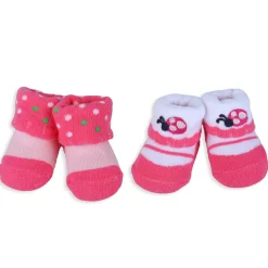 Baby Moo Ladybug Polka Dotted Newborn Breathable Infant Cotton Socks - Pink