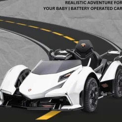 Baby Moo Lambo Ride-On Sports Car | 12V Kids Electric Toy Vehicle | Parental Remote Control | USB MP3 Player | Ages 1-6 - White
