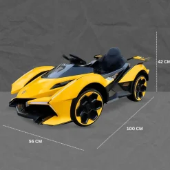 Baby Moo Lambo Ride-On Sports Car | 12V Kids Electric Toy Vehicle | Parental Remote Control | USB MP3 Player | Ages 1-6 - Yellow