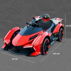 Baby Moo Lambo Ride-On Sports Car | 12V Kids Electric Toy Vehicle | Parental Remote Control | USB MP3 Player | Ages 1-6 - Red